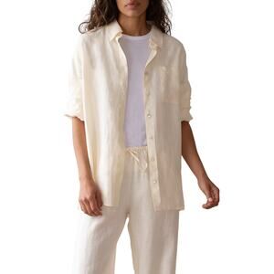 Donni. The Relaxed White Linen Shirt Size L